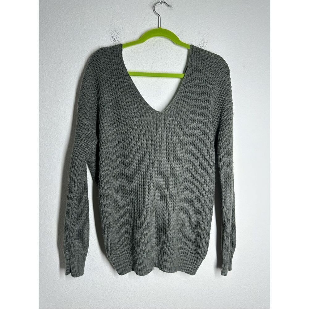 Forever 21 Women’s Cotton Blend Twist Back Knit Vneck Sweater Size S